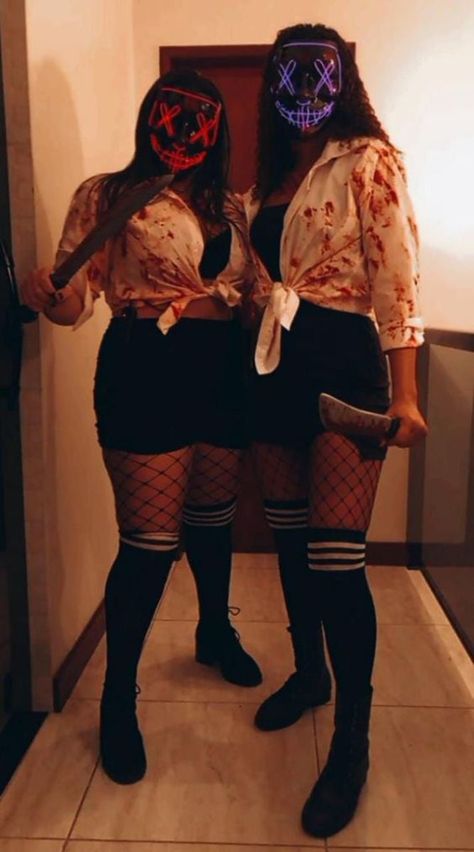 Halloween Costume Ideas Duo Scary, Halloween Costumes Matching Bff Scary, Scary Halloween Costumes For Two, Easy Dark Halloween Costumes, Halloween Costumes Perg, Duo Costumes Scary, Halloween Costumes Skeleton Women, Friends Matching Halloween Costumes, Easy Trendy Halloween Costumes