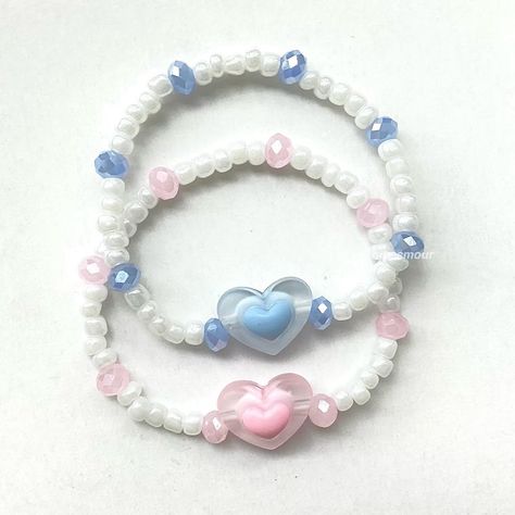 princess and the pauper second version! 🩷🩵 #barbiebracelet #beadedbracelets #gelangmanik Cute Bracelets Bead, Designs For Bracelets, Kawaii Bracelet Diy, Cute Beads Ideas, Kids Bracelet Ideas, Beaded Bracelet Inspiration, Bead Bracelets Words Ideas, Bracelet Designs Beads, Cute Beads Bracelets