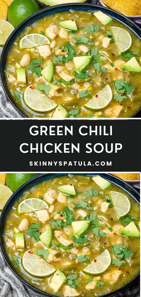 Green Chili Chicken Soup – Skinny Spatula Low Carb Green Chili Chicken Soup, Green Chili Chicken Healthy, Green Enchilada Chicken Soup Dairy Free, Healthy Green Enchilada Soup, Green Salsa Soup, Green Chili Chicken Noodle Soup, Green Chili Chicken Rice Soup, Chicken Green Chili Enchilada Soup, Green Chilli Chicken Enchilada Soup