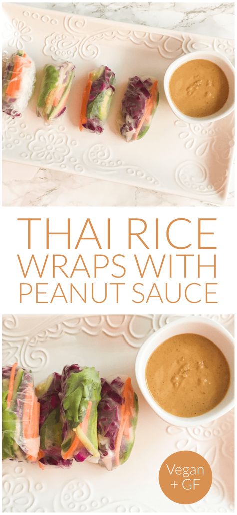 Vermicelli Rice Noodles, Veggie Lettuce Wraps, Vegan Peanut Sauce, Veg Wraps, Healthy Spring Rolls, Thai Lettuce Wraps, Vermicelli Rice, Rice Paper Recipes, Rice Paper Wraps