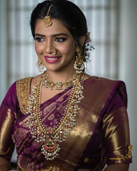 South Indian Bride Jewellery, Indian Brides Jewelry, Wedding Jewellery Designs, South Indian Bridal Jewellery, Latest Bridal Blouse Designs, Bridal Sarees South Indian, Indian Bridal Jewellery, Indian Bridal Jewelry Sets, Wedding Saree Collection
