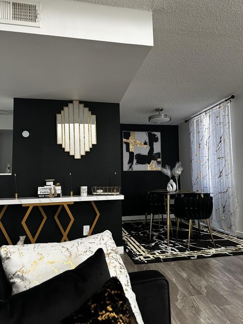 Black and Gold Decor✨ Black White, Black And Gold Decor, Black White And Gold, Gold Decor, Black And Gold, Black Gold, Black And White, Gold, White