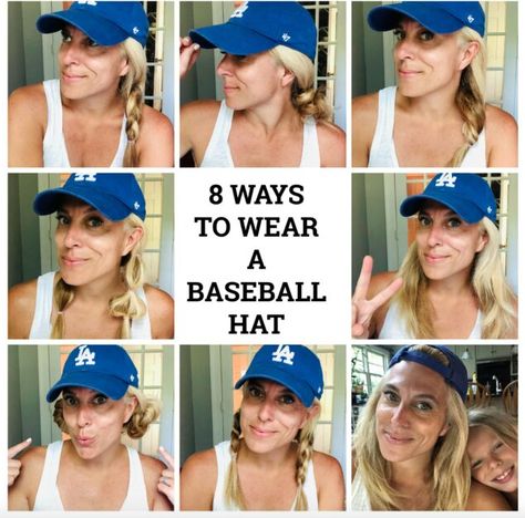 Baseball Hat Hairstyles Long, Baseball Hat With Short Hair, Hairstyles With Ball Caps, Hairstyles With Baseball Cap, Hair With Baseball Hat, Cute Hairstyles With Hats, How To Wear A Baseball Hat, Hairstyles With Baseball Hats, Hairstyles To Wear With A Hat