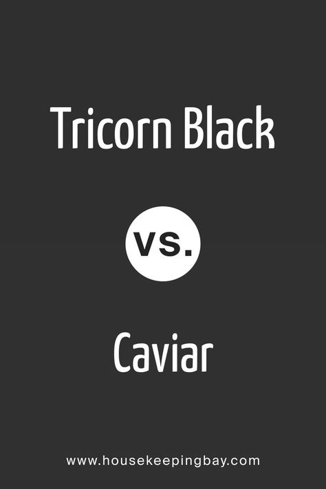 Tricorn Black vs. Caviar by Sherwin-Williams Caviar Paint Sherwin Williams, Tricorn Black Vs Caviar, Caviar Paint Color, Tricorn Black Kitchen Cabinets, Iron Ore Vs Tricorn Black, Sw Caviar, Caviar Sherwin Williams, Tricorn Black Sherwin Williams, Interior Paint Colors Sherwin Williams