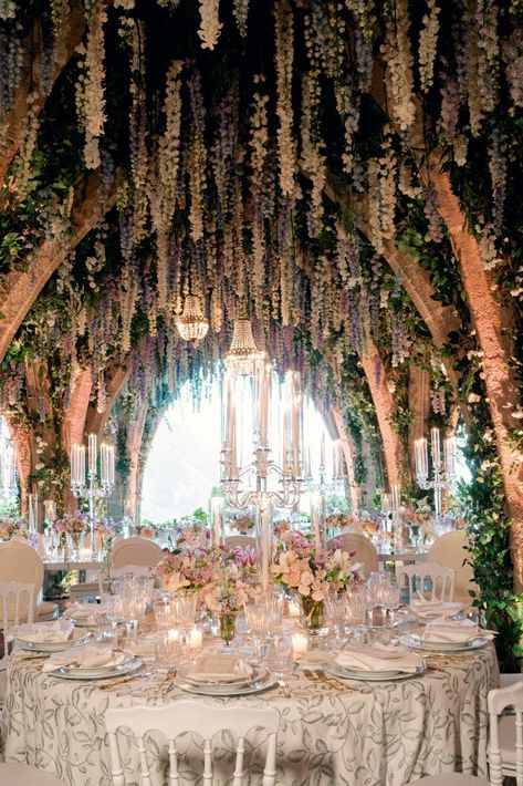 Ethereal Wedding Reception, Quinceanera Reception, Hanging Flowers Wedding, Wedding Church Decor, Elegant Wedding Themes, French Chateau Wedding, Enchanted Garden Wedding, Forest Theme Wedding, Dream Wedding Decorations