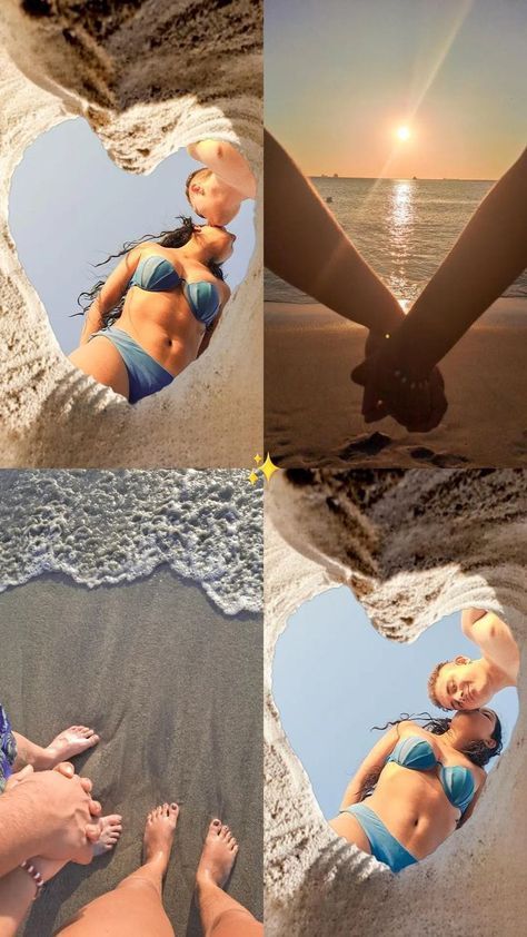 Couple Pose At The Beach, Beach Ideas For Couples, Beach Aesthetic With Boyfriend, Couple Beach Ideas, Beach Pic Couple, Beach Pose With Boyfriend, Couple Beach Selfie Ideas, Beach Couple Selfies, Beach Inspo Pics Couple