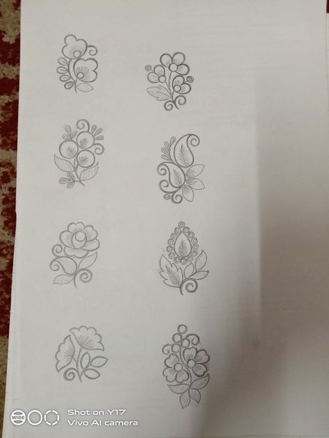 Couture, Embroidery Boti Designs, Handwork Butti Design, Butti Embroidery Designs, Boota Embroidery Design, Butti Design Sketch, Aari Flower Design Tracing, Butta Design Sketch, Embroidery Patterns Flowers