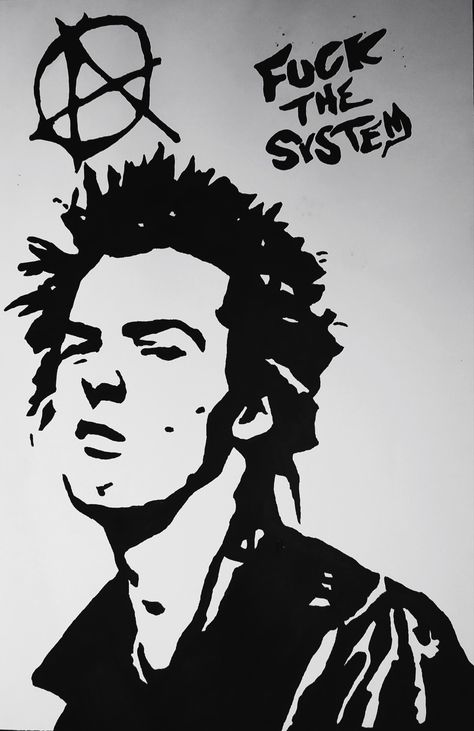 Like me on Instagram please chepollux Drawing Psychotic, Punk Posters 70s, Punk Design Graphic, Punk Sketches, Punk Art Style, Punk Stencil, Punk Art Drawings, Punk Doodles, Rockstar Art