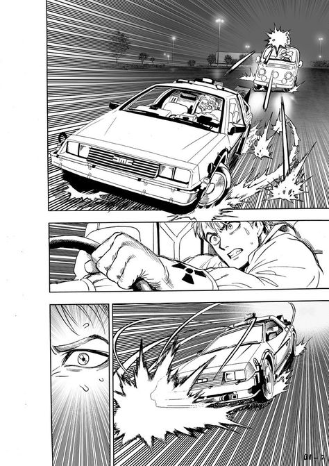 Back to the Future Manga by One-Punch Man Artist Yuusuke Murata Cancelled - News - Anime News Network Comic Book Layout, Storyboard Illustration, Comic Tutorial, Comic Layout, Cool Car Drawings, Graphic Novel Art, Comic Book Pages, Bd Comics, Comic Drawing