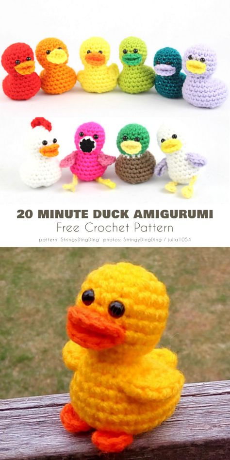 20 Minute Crochet Duck, 20 Minute Duck Crochet, Wood Duck Crochet Pattern, Easy Duck Crochet, Pocket Duck Crochet, Free Duck Crochet Pattern Amigurumi, Crochet Ducks Amigurumi, How To Crochet A Duck For Beginners, Amigurumi Duck Free Pattern Crochet Projects