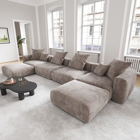 Comfy Lounge Sofa, Oversized Modular Sectional, Classy Couches Living Rooms, Extra Long Couch Living Room, Modern Sectional Sofas Living Room, Floor Sectional Sofa, Affordable Modular Sofa, Oatmeal Sofa Living Room Ideas, Clean Minimalist Living Room