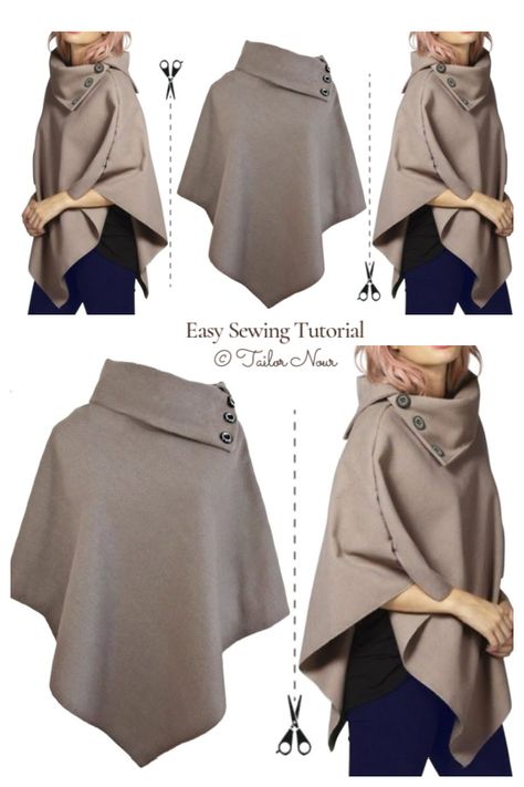 Ladies Jacket Pattern Sewing, Skye Wrap Pattern Free, Winter Clothes Sewing Ideas, Free Poncho Patterns Sewing, How To Make A Poncho From Fabric, Diy Poncho Pattern Sewing, Shawl Patterns Sewing, Winter Poncho Outfits, Diy Fleece Poncho