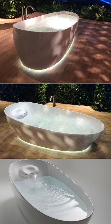 Toto’s Flotation Tub calms your mind with its zero gravity therapy  #bathtub #bathtubdesign #marvelbathtub #luxurybathtub Beautiful Bath Tubs, Floating Bathtub, Comfortable Bathtub, Luxury Bathtubs, Floating Astronaut, Smart Faucet, Air Bathtub, Lay Low, Luxury Bathtub