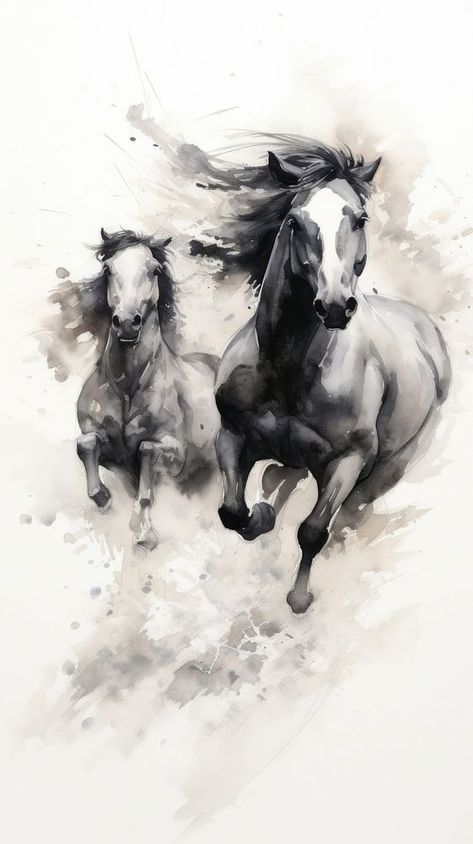 Horses running painting drawing animal. | premium image by rawpixel.com / Tanat Chittirungsan Running Horse Wallpaper For Laptop, Iphone Wallpaper Horse, Horses Running Painting, Horseback Riding Aesthetic, Running Painting, Equine Art Pencil Drawings, Wallpaper Horse, Colorful Horse Painting, Riding Aesthetic