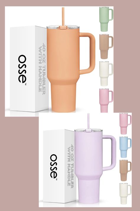 osse 40oz Tumbler with Handle and Straw Lid | Double Wall Vacuum Reusable Stainless Steel Insulated Water Bottle Travel Mug Cup | Modern Insulated Tumblers Cupholder Friendly - amazon affiliate link just a click away Tumbler With Handle, 40oz Tumbler, Insulated Stainless Steel Water Bottle, Insulated Water Bottle, Insulated Tumblers, Wall Vacuum, Mug Cup, Amazon Affiliate, Cup Holder