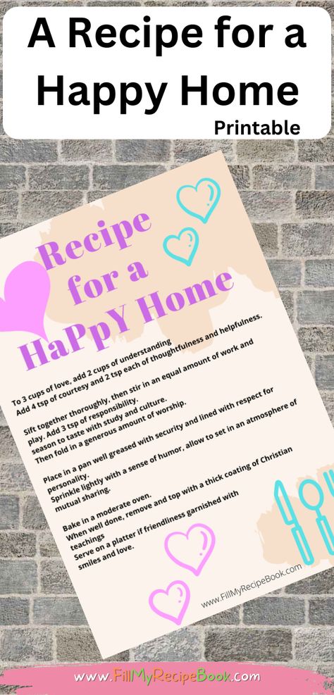 Recipe For Love, My Recipe Book, Recipe For Happiness, Exhibition Ideas, Family Poems, Food Writing, Wedding Quotes, Happy Home, Breakfast Recipes Easy