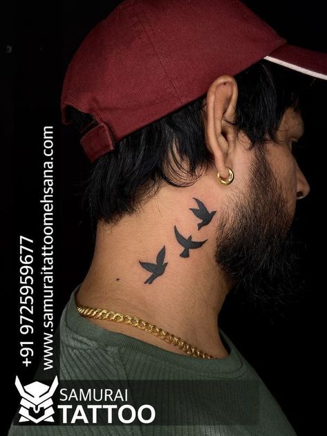 Tattoo for Boys Neck Tattoo Bird, Neck Tattoo For Boys, Boys Hand Tattoo, Tattoo For Boys, Side Neck Tattoo For Guys, Bird Tattoo Neck, Hals Tattoo Mann, Stammestattoo Designs, Datum Tattoo