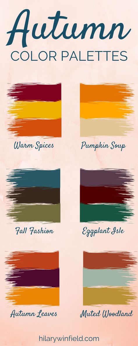 These autumn color palettes are the perfect inspiration for home decor, brand colors, or artwork! Winter Color Palette For Home, Autumnal Colour Palette Interior, Colourful Autumn Nails, Fall Color Palette 4 Colors, Fall Color Palette Interior Design, Autumn Color Palette Interior Design, Color Combinations 3 Colors, Autumn Paint Palette, September Color Scheme