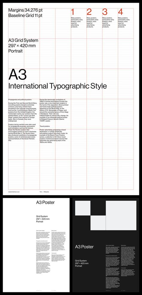 A3 International Typographic Style Poster Grid System InDesign Modular Grid Poster, Swiss Design Grid System, Graphic Design Grid System, Indesign Poster Design, Grids Layout Design, Modular Poster Design, Modular Layout Design, A3 Poster Design Layout, Grid Systems In Graphic Design