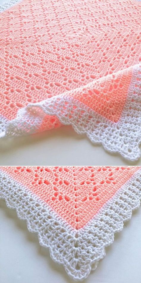 One Color Crochet Baby Blanket Patterns, Crochet Diagonal Blanket, Crocheted Edges For Baby Blankets, Crochet Baby Blanket 3 Weight Yarn Free Pattern, Baby Blanket Crochet Pattern Free Easy, From The Middle Crochet Blanket, Free Crochet Patterns For Baby Blankets Easy, Crochet Blanket Edges Ideas, Crochet Baby Blanket Free Pattern Unique