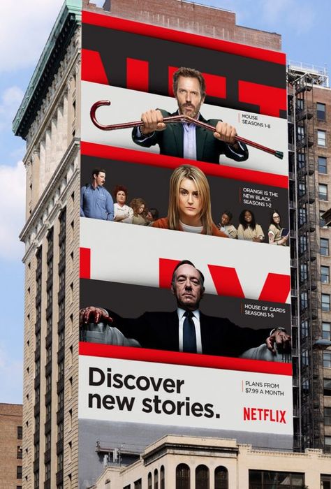 Flexible brands - Netflix billboards on the side of a building. Billboard Design, Netflix Branding, Network Branding, Tv Branding, Brand System, Branding Guide, Inmobiliaria Ideas, Logo Design Love, Identity Inspiration