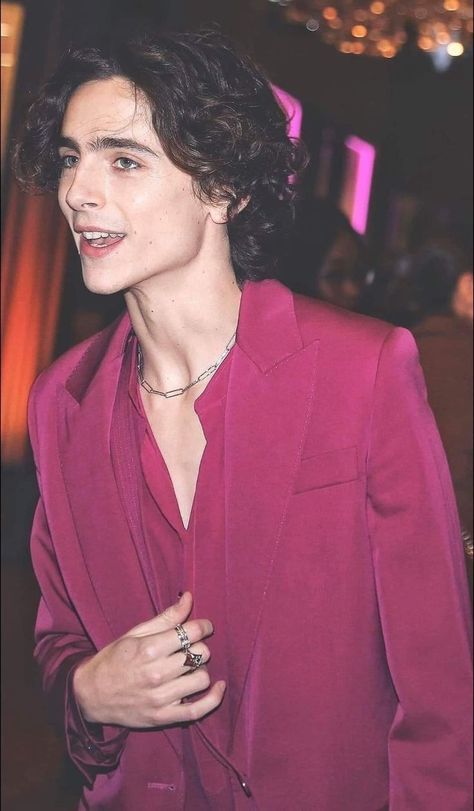 Follow for more Timmy content! Timothee Chalamet Bowlcut, Timothee Chalamet Pink, Timmy T, Pink Suit, Timothée Chalamet, The Perfect Guy, Celebrity Art, Timothee Chalamet, Fav Celebs