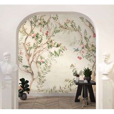 Check the size you ordered. PVC Free Peel and Stick. High washability, UV ray resistant. Quick, easy, and clean. Easy removable. No additional adhesive is required, just peel and stick. Size: 5.58' H x 8.5' W, Color: Cream | Winston Porter Cordy Smooth Wall Mural Vinyl in White / Brown, Size 102.0 W in | Wayfair | Home Decor Magnolia Wallpaper, White Background Wallpaper, Chinoiserie Wall, Tree Mural, Vintage Chinoiserie, Chinoiserie Wallpaper, Smooth Walls, Textured Wall, Accent Wallpaper