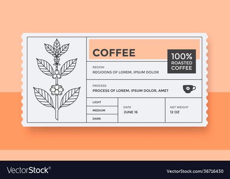 Coffee Labels, Logo Design Coffee, Coffee Bag Design, Tea Packaging Design, Coffee Label, Desain Buklet, Coffee Vintage, Coffee Vector, Coffee Logo