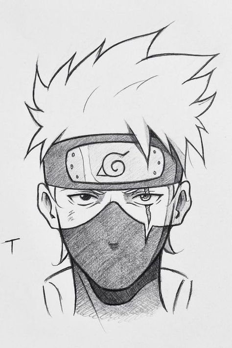 Easy Manga Drawings, Kakashi Drawing, Naruto Drawings Easy, Easy Pencil Drawings, Anime Face Drawing, Naruto Sketch Drawing, Pencil Sketch Images, Anime Drawing Books, صفحات التلوين