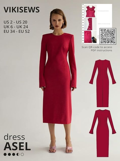 Amazon.com: Vikisews Sewing Patterns for Women - Asel Dress Sewing Pattern for Women, Size US2 - US20 Plus Size - Appropriate for Beginners with Easy to Follow Sewing Instruction : Arts, Crafts & Sewing Dress Sewing Patterns For Women, Sewing Patterns For Women, Dress Winter, Womens Sewing Patterns, Dress Sewing, Dress Sewing Pattern, Crafts Sewing, Sewing Stores, Winter Dresses