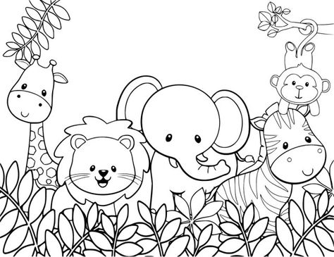 Brilliant Picture of Jungle Animal Coloring Pages . Jungle Animal Coloring Pages Coloring Pages Jungle Animals Coloring Pages Staggering Photo #coloring #coloringpages  #printablecoloringpages Coloring Pictures Of Animals, Jungle Coloring Pages, Zoo Coloring Pages, Zoo Animal Coloring Pages, Giraffe Coloring Pages, Fargelegging For Barn, Baby Zoo, Baby Jungle Animals, Elephant Coloring Page