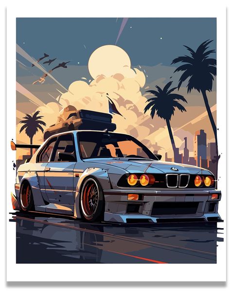 PRICES MAY VARY. Details - This car poster measures (11x14 Inches), and does not include a frame. Printed onto 210gsm semi-gloss paper, with high-quality colors that last. Classic Car Beauty - Immerse yourself in the timeless allure of the 1984 BMW E30 M3, an emblem of German automotive precision and classic car elegance. Perfect Gift - Searching for an exceptional gift for the car enthusiast in your life? Look no further. Our BMW E30 M3 art poster is a thoughtful and unique present that will be Retro Cars Poster, Vintage Car Poster Design, Car Posters For Room, Car Artwork Automotive Art, Bmw Artwork, Car Artwork Wallpaper, Posters For Men, Posters For Boys Room, Vintage Car Illustration