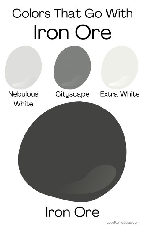 Sherwin William Iron Ore, a Soft Black Paint Color - Love Remodeled Dark Navy Paint Color, Dark Navy Paint, Soft Black Paint Color, Cyberspace Paint, Barndominium Decor, Navy Paint Color, Dark Brown Paint Color, Iron Ore Sherwin Williams, Dark Gray Paint Colors