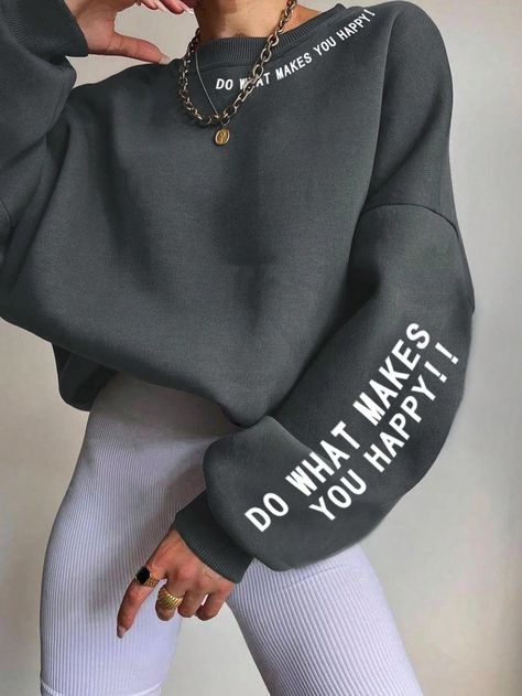 Tela, Sweatshirt Inspiration, Women Slogan, Chic Sweatshirt, Drop Shoulder Sweatshirt, Dropped Shoulder Sweatshirt, Women Sweatshirts, Shirt Print Design, Sport Style