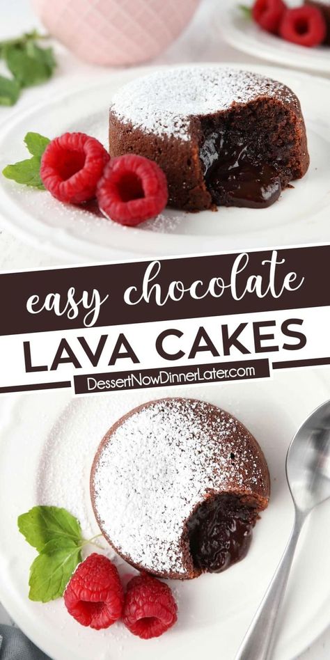 Easy Dessert With Ingredients At Home, Lavacake Chocolate Lava, Molten Chocolate Lava Cake For Two, Single Serving Chocolate Lava Cake, Microwave Lava Cake Recipe, Diy Lava Cake, Small Chocolate Cakes, Semi Sweet Chocolate Recipes, Hot Lava Cake Recipes