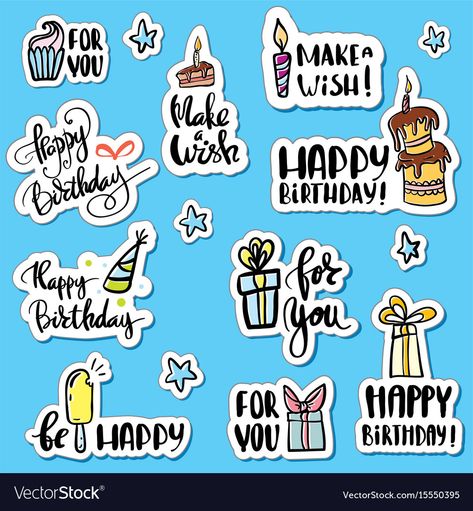 Happy Birthday Wishes Stickers, Cute Stickers Birthday, Cute Birthday Stickers Printable, Happy Birthday Stickers Free Printable, Happy Birthday Stickers Printable, Birthday Wishes Stickers, Birthday Stickers Scrapbook, Sticker Set Free Printable, Birthday Stickers Printable