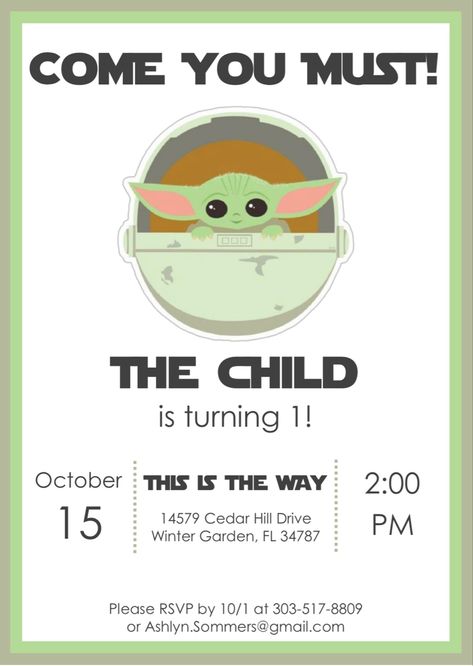 May The Fours Be With You Birthday, One With The Force First Birthday Invitations, Yoda First Birthday Party, Star Wars First Birthday Invitation, Mandalorian Birthday Invitation, Obi One Kenobi Birthday, Grogu First Birthday Party, Mandalorian First Birthday, One Year Old Birthday Party Boy Star Wars