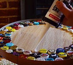 Bottle Cap Resin Table Top Diy, Diy Bottle Cap Table, Beer Cap Table Diy, Beer Bottle Cap Table Top Diy, Bottle Top Table Beer Caps, Beer Bottle Cap Table, Bottle Cap Table Top Diy, Beer Bottle Top Table, Beer Cap Table Top