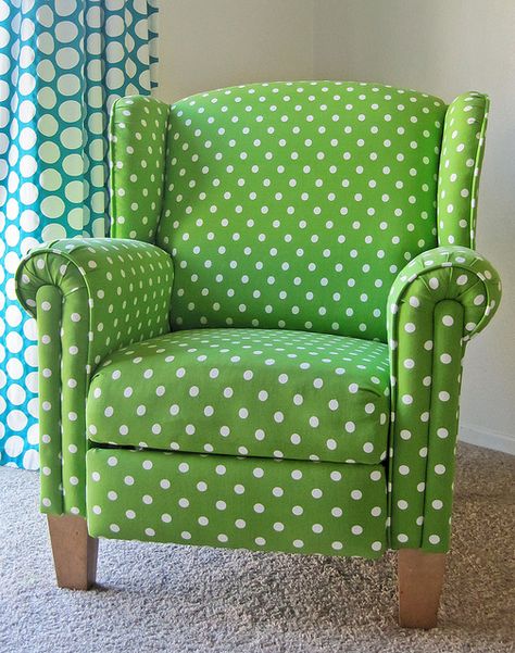 polkadot chair Polka Dot Chair, Love Chair, Chair Makeover, Green Polka Dot, Green Chair, Beautiful Chair, Take A Seat, Sofas And Chairs, Wingback Chair