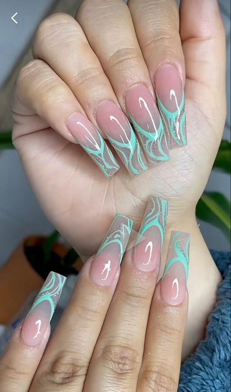 Acrylic Nails Almond Shape, Anime Nails, Long Acrylic Nail Designs, Transparent Nails, Blue Nail Art, Acylic Nails, Short Square Acrylic Nails, Pretty Nail Art Designs, Aycrlic Nails