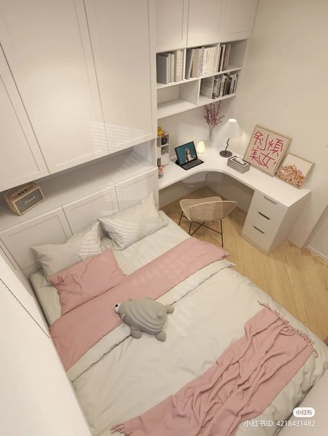 Small Bedroom Desk, Small Room Makeover, Tiny Bedroom Design, Small Bedroom Inspiration, Small Bedroom Interior, Bilik Idaman, Cool Room Designs, Aesthetic Interior, Small Room Design Bedroom