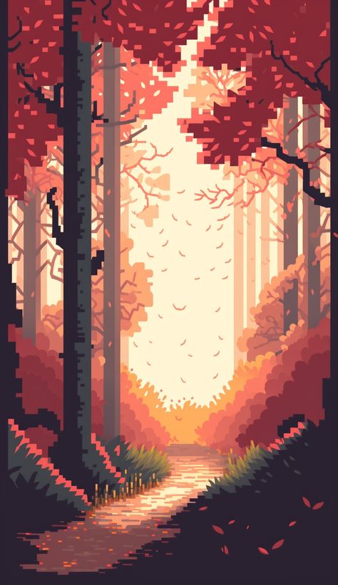 Pixel art autumn forest mobile phone wallpaper - by OpalDesigns. Pixelated Phone Wallpaper, Christmas Wallpaper Pixel Art, Wallpaper Backgrounds Pixel Art, Wallpaper Backgrounds Pixel, Winter Pixel Art Wallpaper, Pixel Background Aesthetic Landscape, 8 Bit Phone Wallpaper, Pixel Phone Background, Pixel Christmas Wallpaper