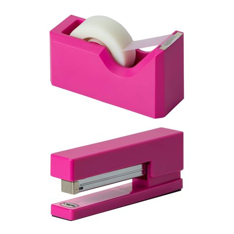 JAM Paper Stapler & Tape Dispenser Set Pink Office Supplies, Office Desk Set, Tape Dispensers, Desk Sets, Staplers, Pink Office, School Supplies Shopping, Yellow Chevron, Clear Tape