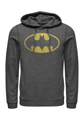 Watch out, villains! You don't stand a chance against this officially licensed DC COMICS™ Justice League™ hoodie! Some of your favorite DC heroes like Batman, Superman, Green Arrow, and Wonder Woman are portrayed across a fun comic book-inspired design that represents the beloved "JLA" or Justice League of America. | Batman™ Men's Yellow Bat Graphic Hoodie, Charcoal, 3Xl Batman Furniture, Batman Hoodie, Caped Crusader, Logo Retro, Batman Shirt, Batman Dark, Pull Over Hoodie, Graphic Material, Batman Logo