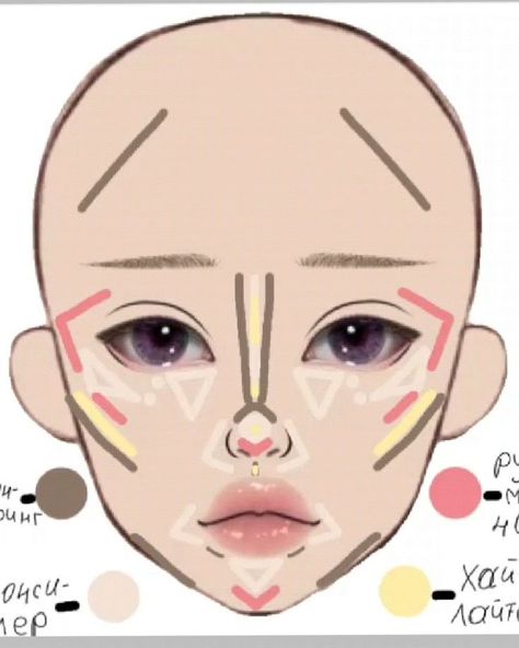 Perfect Face Template, Makeup Tutorials Step By Step, Natural Makeup Look Tutorial, Asian Makeup Tutorials, Makeup Charts, Anime Eye Makeup, Korean Makeup Tips, Makeup Korean, Gyaru Makeup