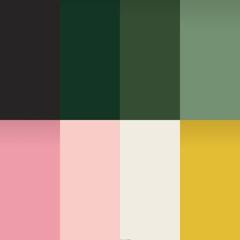 Black Green Pink Color Palettes, Pink Yellow And Green Color Palette, Green Velvet Color Palette, Pink Green And Black Color Palette, Pink Yellow Green Palette, Pink Yellow Green Black Color Palette, Olive Green Yellow Color Palette, Pink Green Yellow Kitchen, Green Pink Yellow Aesthetic