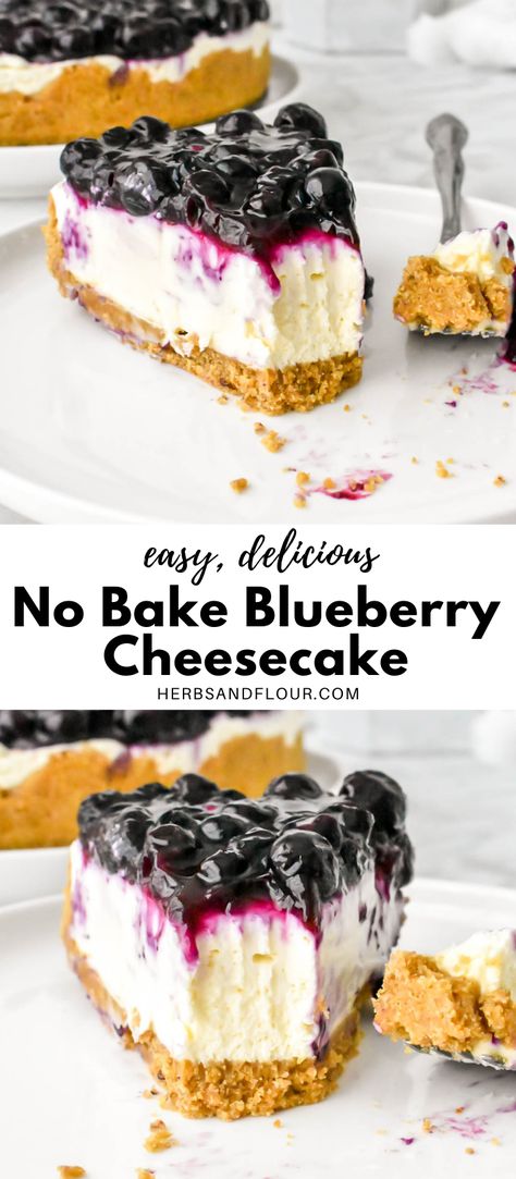 Pie, Blueberry Cobbler Cheesecake Recipes, Blueberry Cheesecake Topping Recipe, Deserts Recipes Blueberry, Blueberry Cheesecake Bars No Bake, Blueberry Cheesecake Nobake, Summer Desserts Cheesecake, Super Easy No Bake Desserts, Blueberry Lemon No Bake Cheesecake