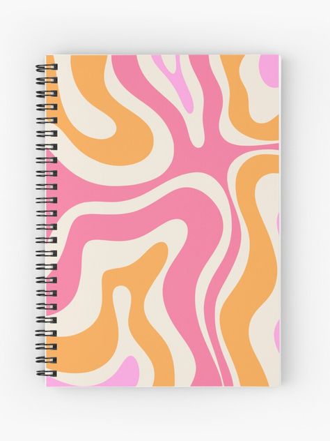 Kawaii, Orange Journal, Locker Decor, Minimalist Maximalist, Digital Wave, Retro Liquid Swirl, Notebook Cover Design, Liquid Swirl, 70s Aesthetic