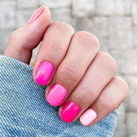 "On Wednesday’s we wear pink" ✨ (more like every day but 🤷🏼‍♀️). We are clearly obsessed with the skittles trend, and pink, so naturally we had to do an all pink skittles design. Polish Pops are an adhesive you place on your nails made from 100% nail polish ingredients. It acts and feels just like nail polish, because it is! Just with out dry time and those annoying smudges. We have wraps for every mood and season staring at just $9. Peel, Press, Polished. #nailwraps #pinknails polishpops.com Sherbert Nails Summer, Pink Skittle Nails, Pink Skittles, Skittle Manicure, Skittles Manicure, Skittle Nails, No Chip Manicure, Fresh Nails, Pink Manicure