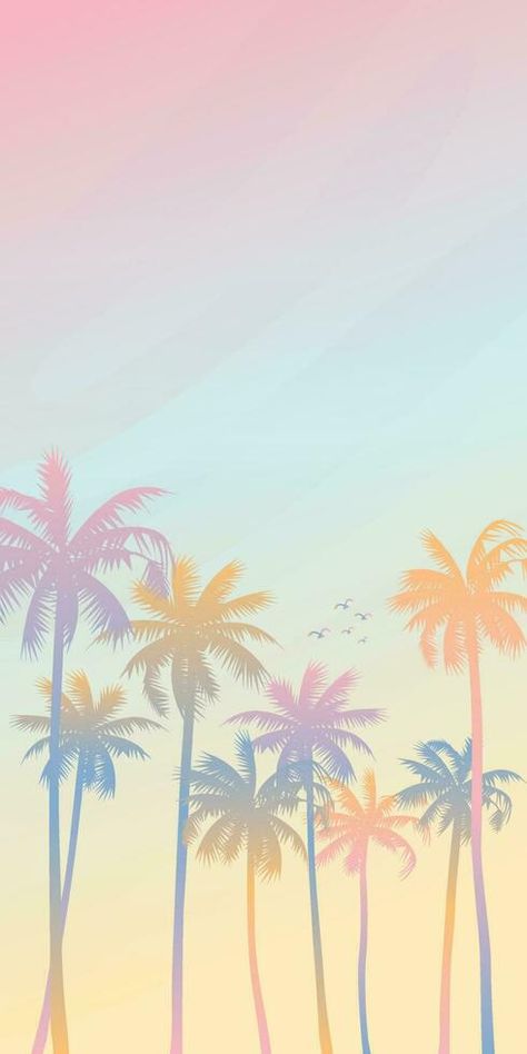 Colorful palm trees with surrealistic sky background vertical vector illustration. Summer traveling and party at the beach paetel colors concept flat design with blank space. Summer Vibes Aesthetic Drawing, Beach Party Background, Monthly Wallpapers, Party At The Beach, Palm Tree Illustration, Iphone Inspiration, Summer Wallpaper Iphone, Palm Tree Background, Summer Logo